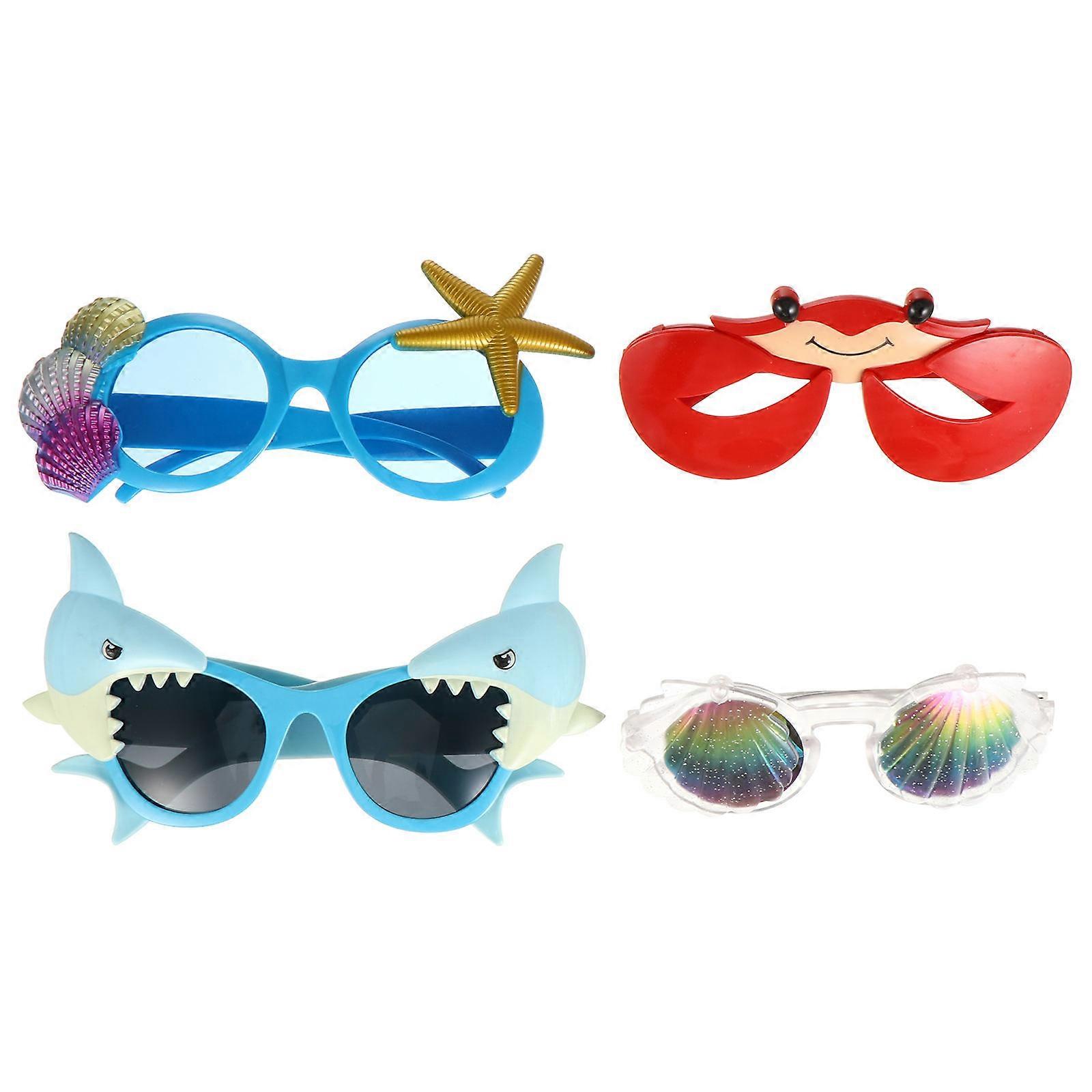 4pcs Crab Shaped Eyeglasses Novel Hawaiian Parties Glasses Photography Props