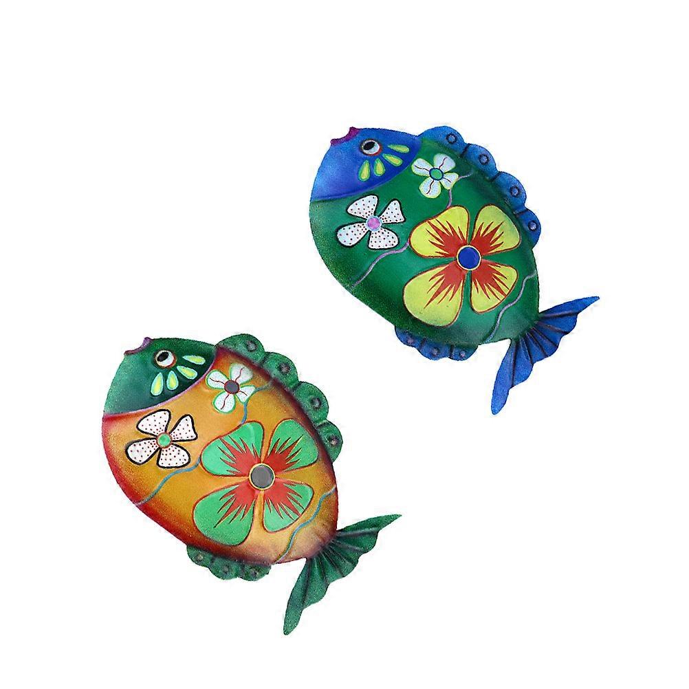 Metal Fish Wall Art Decor 2pcs Durable Hanging Ornaments for Home & Garden, Spring Inspired Wall Sculptures for Living Room & Outdoor Spaces