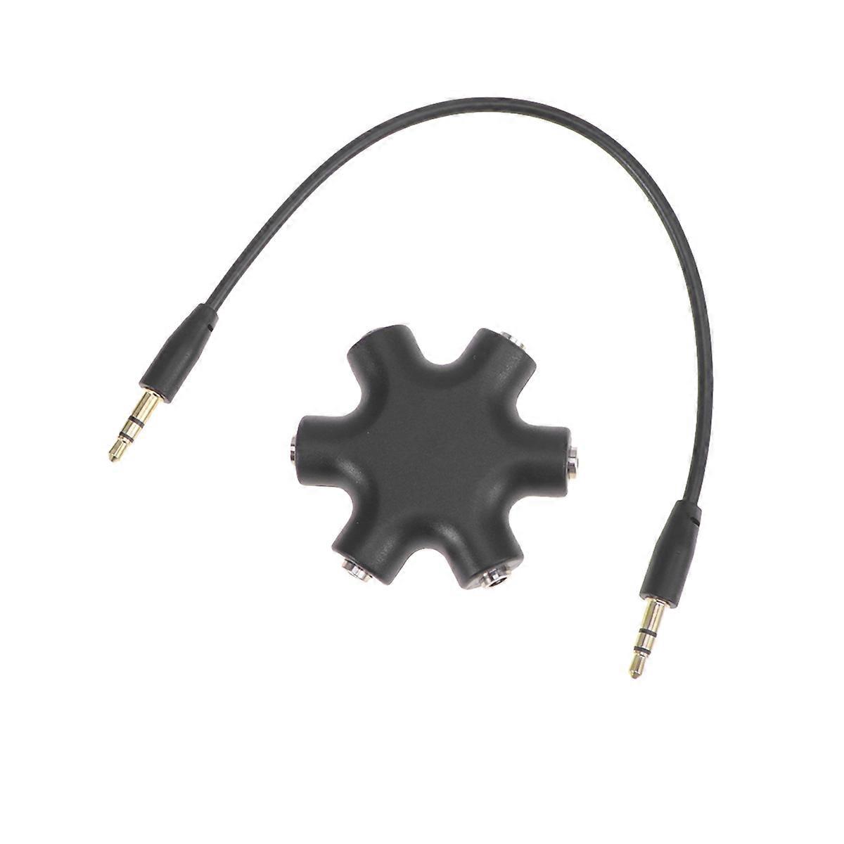 Hexagonal Female Audio Connector Splitter For Classroom Learning And Car Travel Black 1Pcs
