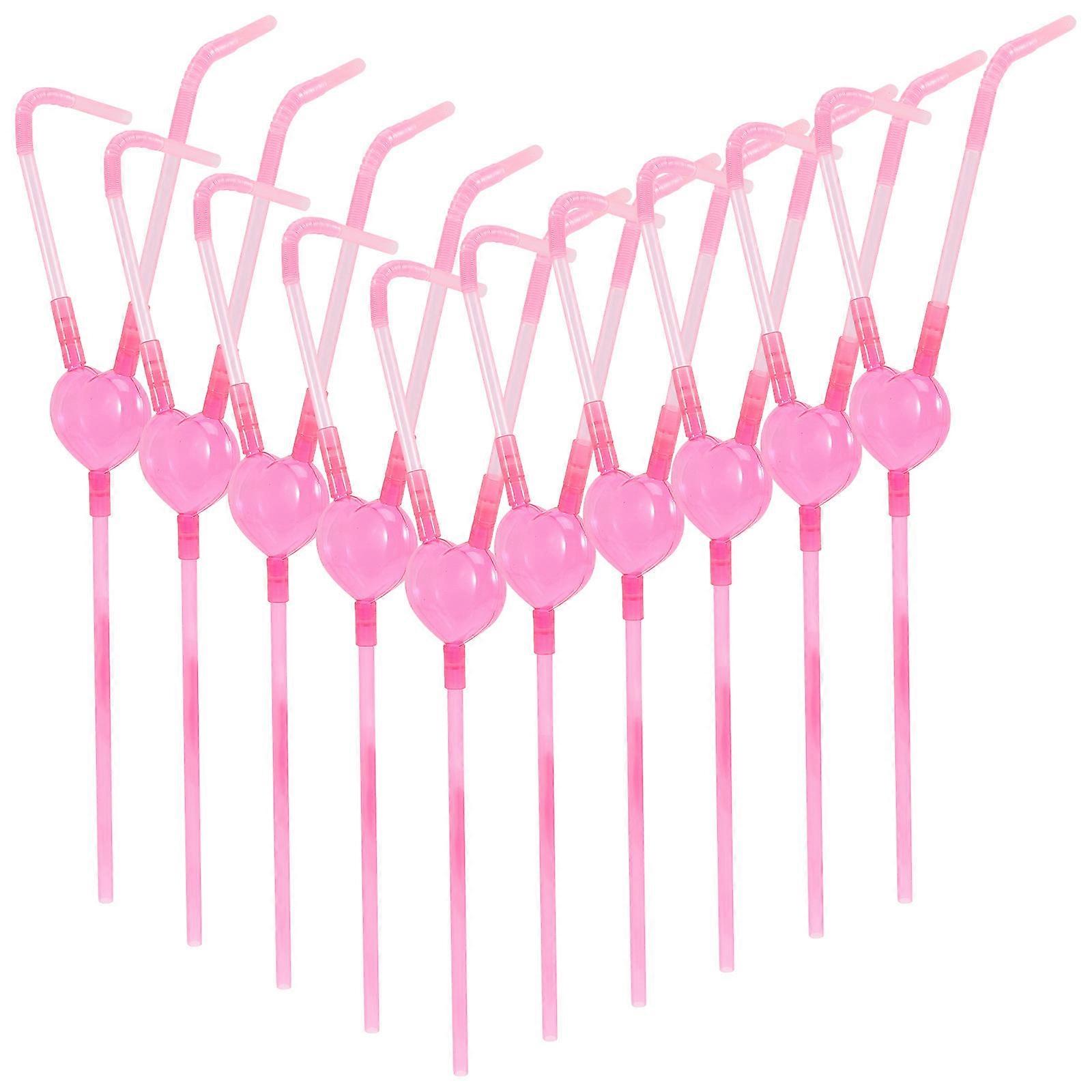 10 قطع قش DoubleMouth الحب قش القلب شرب القش لعيد الحب