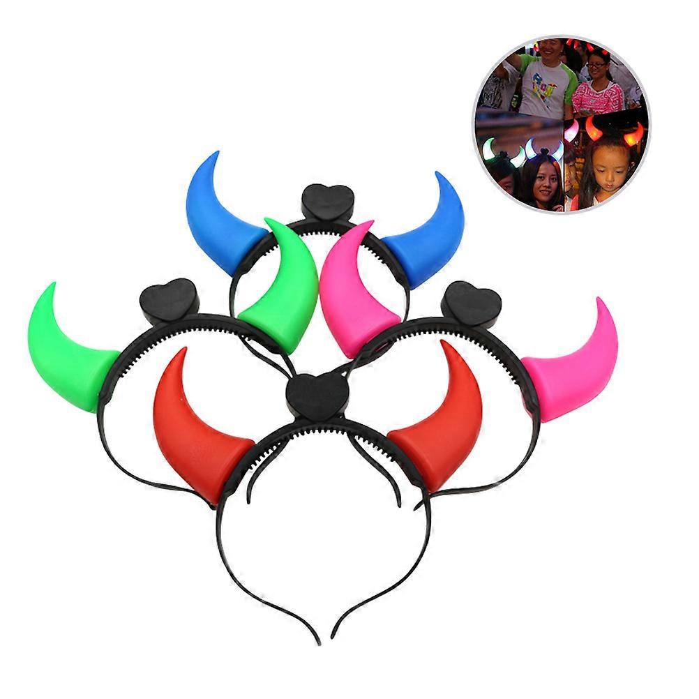 on Off Switch Horn Headband for Party Assorted Color LED Flash Light 10Pcs