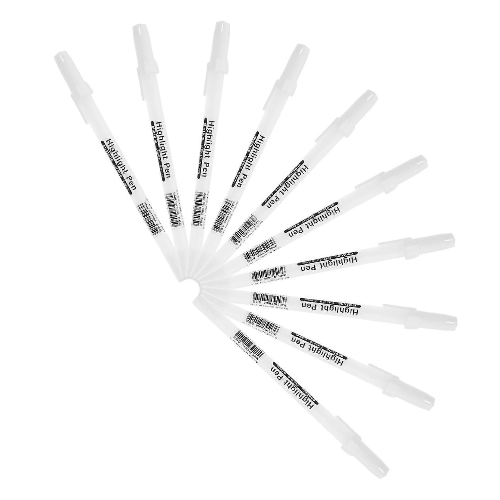 White Liner Pen For Black Paper Pack Of 10 - Pastel Highlighter Pens, White Marker, Hand Painted