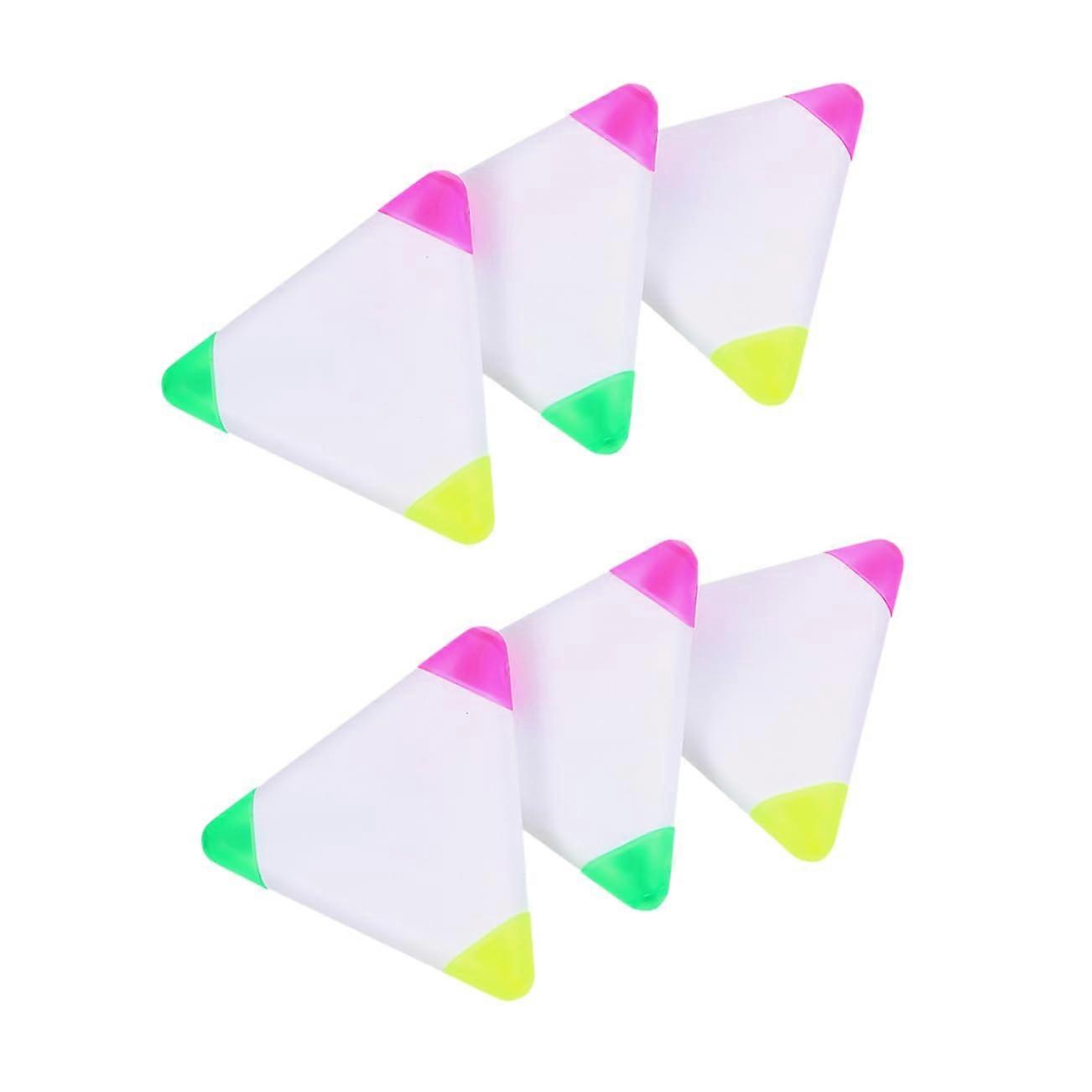 Text Marker Set: Triangle Highlighters, Pastel Neon Markers, Notepads Included, Plastic Colourful Pens, 6 Pieces