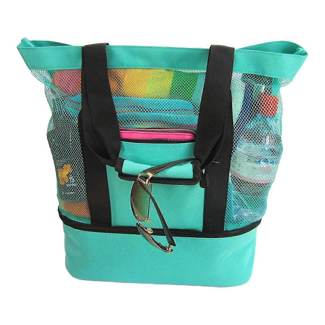 Large Beach Bag with Removable Cooling Compartments, Stylish Women's Beach and Pool Bag, Green