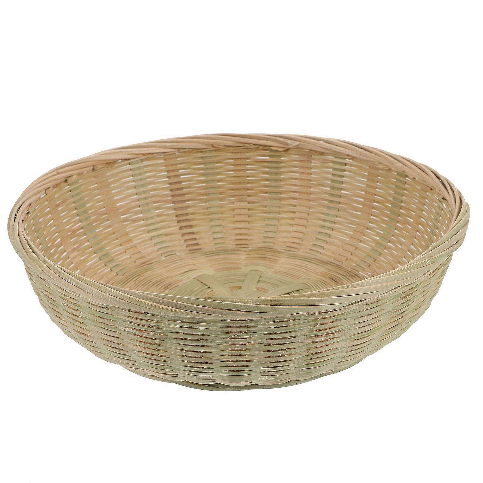 Green Bamboo Woven Storage Basket for Organizing Snacks Fruits and Vegetables 12.5 x 10.5 x 8.5 inches