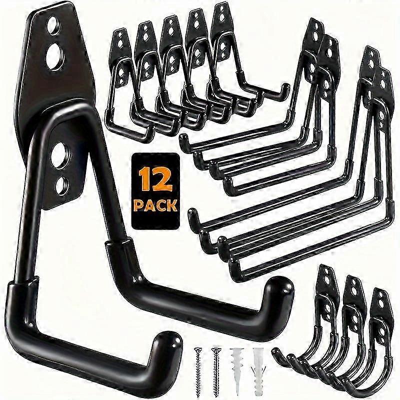 12-Pack Durable Steel Hooks for Garage Storage, Ideal for Tools, Ladders, Bikes, and More