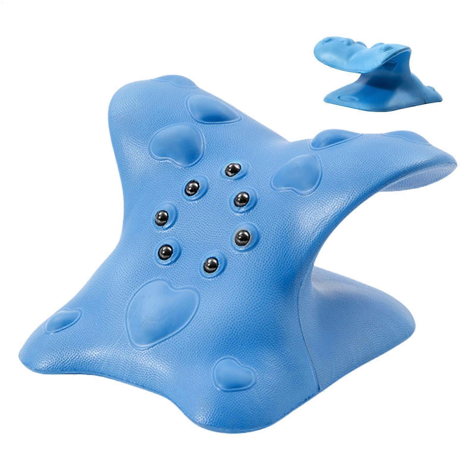 Neck Traction Pillow with Ergonomic Shoulder Wedge and Upper Back Massage Points for Pain Relief