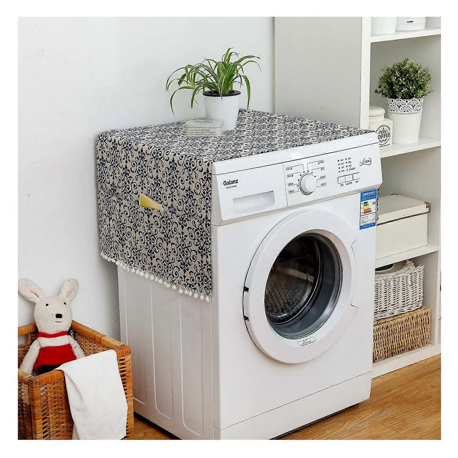 Refrigerator and Washing Machine Top Cover with Storage Pockets, Dustproof Fridge Protective Cloth, Fits 70 x 170cm