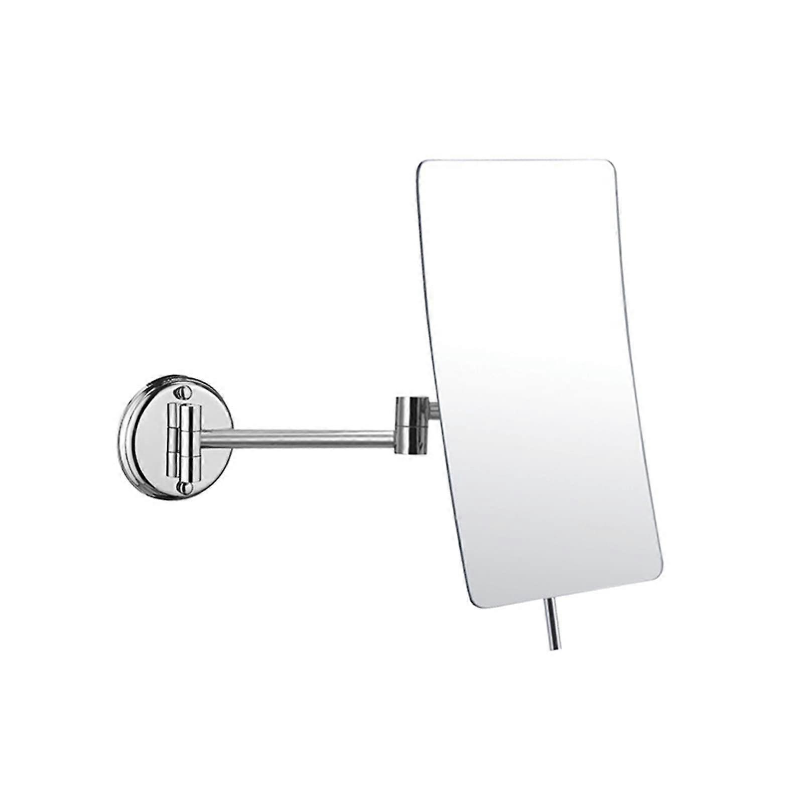 Bathroom Folding Makeup Mirror, Wall Mount, 360° Rotating, 8 Inch, 1:1 1:3 Zoom, Silver, Round Bottom, 37.5L x 21.2W cm