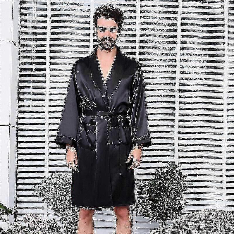 رجل الساتان الحرير الفاخرة بيجاما كيمونو رداء الحمام رداء الملابس ثوب Pjs Loungewear