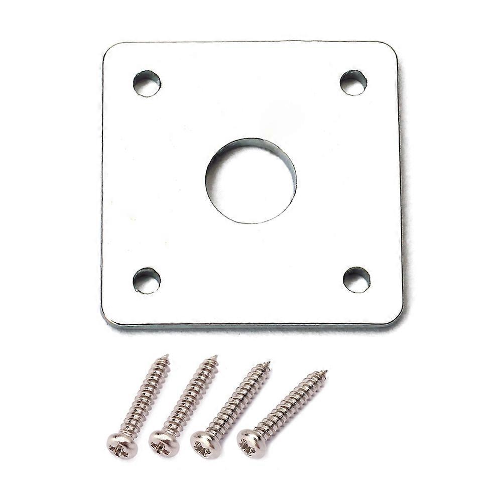 Square Guitar Jack Plate Guitar Pickup Output Input Jack Socket Plate Metal Jack Plate With Screws for Electric Guitar Bass (Silver)