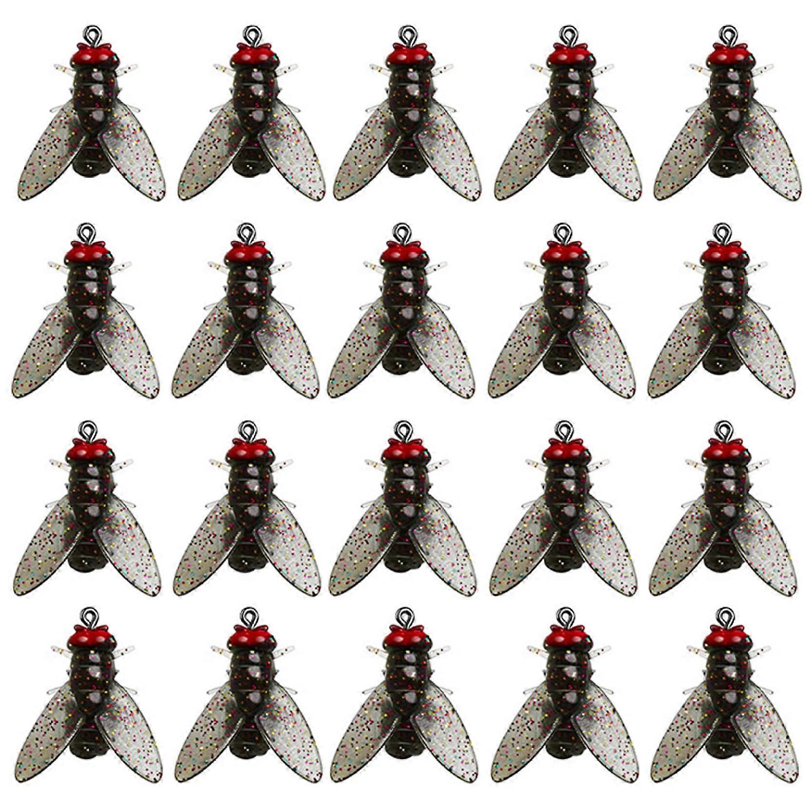 Fly Fishing Bait - 20Pcs Lifelike Artificial Flies with Dual Hooks for Bass, Trout, Salmon - Soft Lures for All Waters