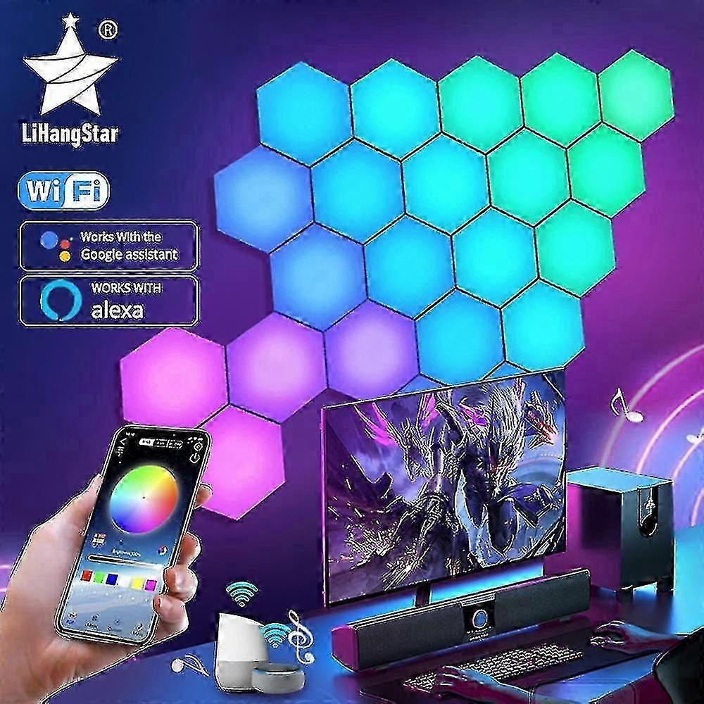Rgb Tooth Led Hexagon Indoor App Remote Computer Game Bed Bedside Rat