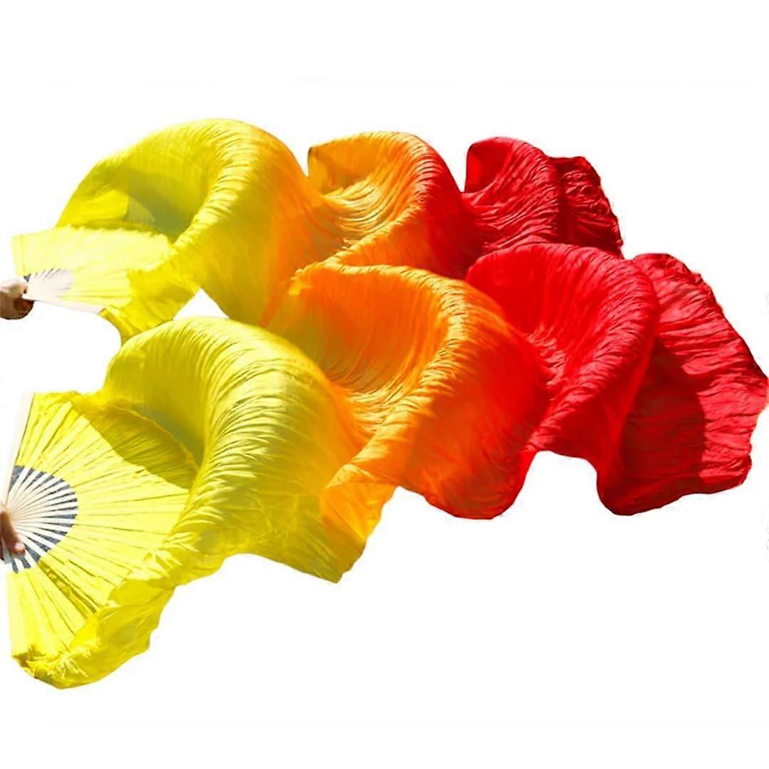 Silky Belly Dance Fan Dance Rayon Veils Dancing Long Folding Fans 1pc Left Hand1pc Right Hand Fs56 120x90cm Real Silk