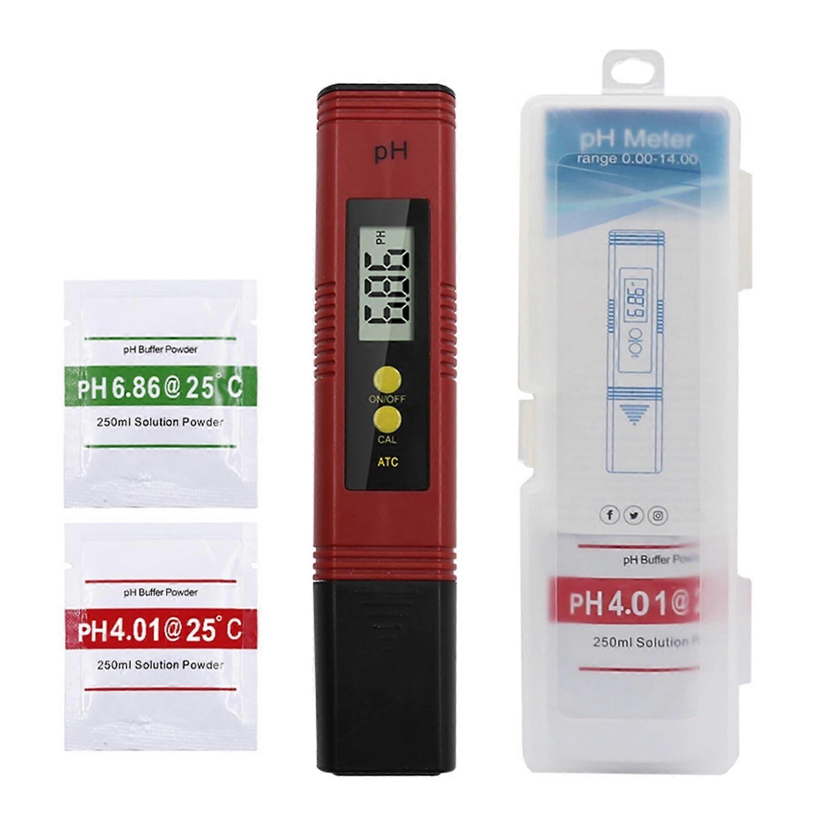 PH Meter Digital Water Quality Tester, 0.01 pH Precision, 014 Range, For Aquarium, Pool, Farming, Drinking Water, Red