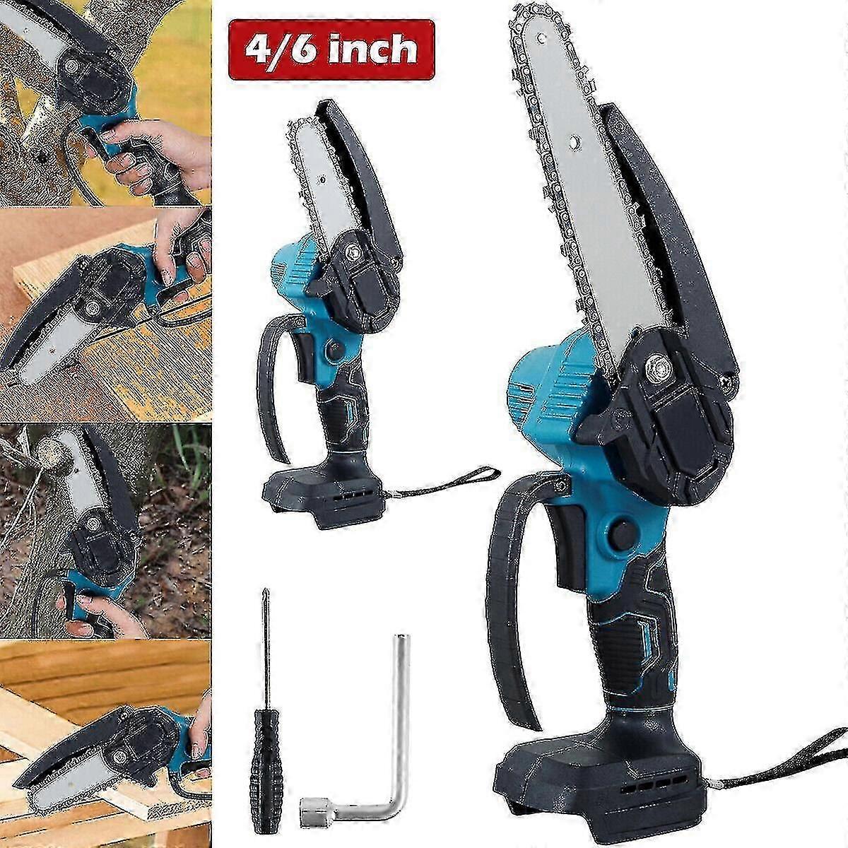 Tronçonneuse électrique portable Eu Plug Tronçonneuse électrique Scie électrique rechargeable sans fil à une main w / chargeur de batterie