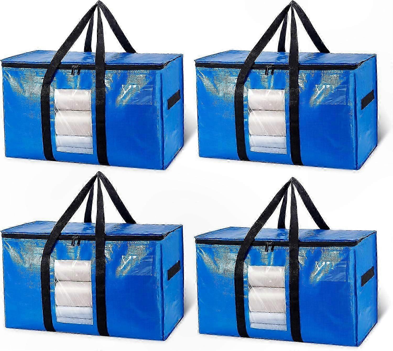 Heavy Duty Moving Bags with Clear Window and Reinforced Design - Set of 4 Extra Large Storage Solutions