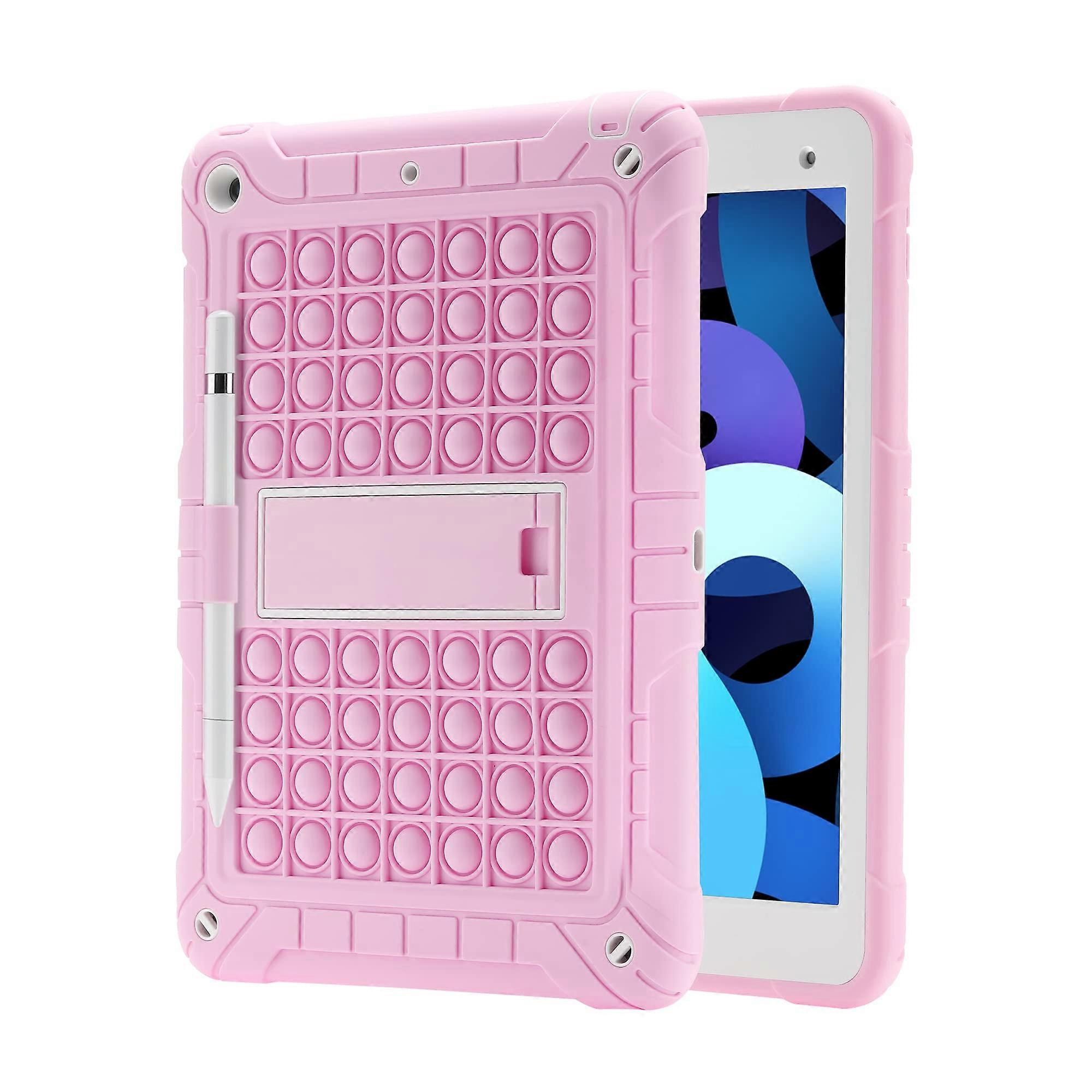 iPad 9th/8th/7th Generation Case For iPad 10.2 (2021/2020/2019) Poppet Shockproof Bumper Pencil Holder Strap Pink