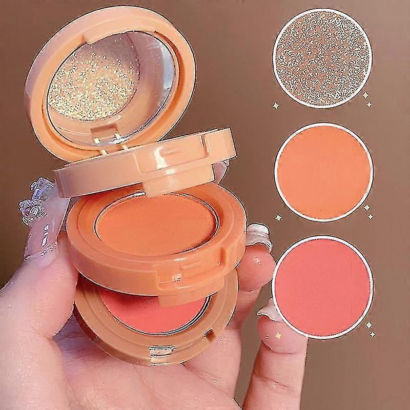 Matte Highlighter Blush 3 In 1 Palette Pearly Blush Shiny Eyeshadow Multifunctional Face Makeup Palette Female Cosmetics