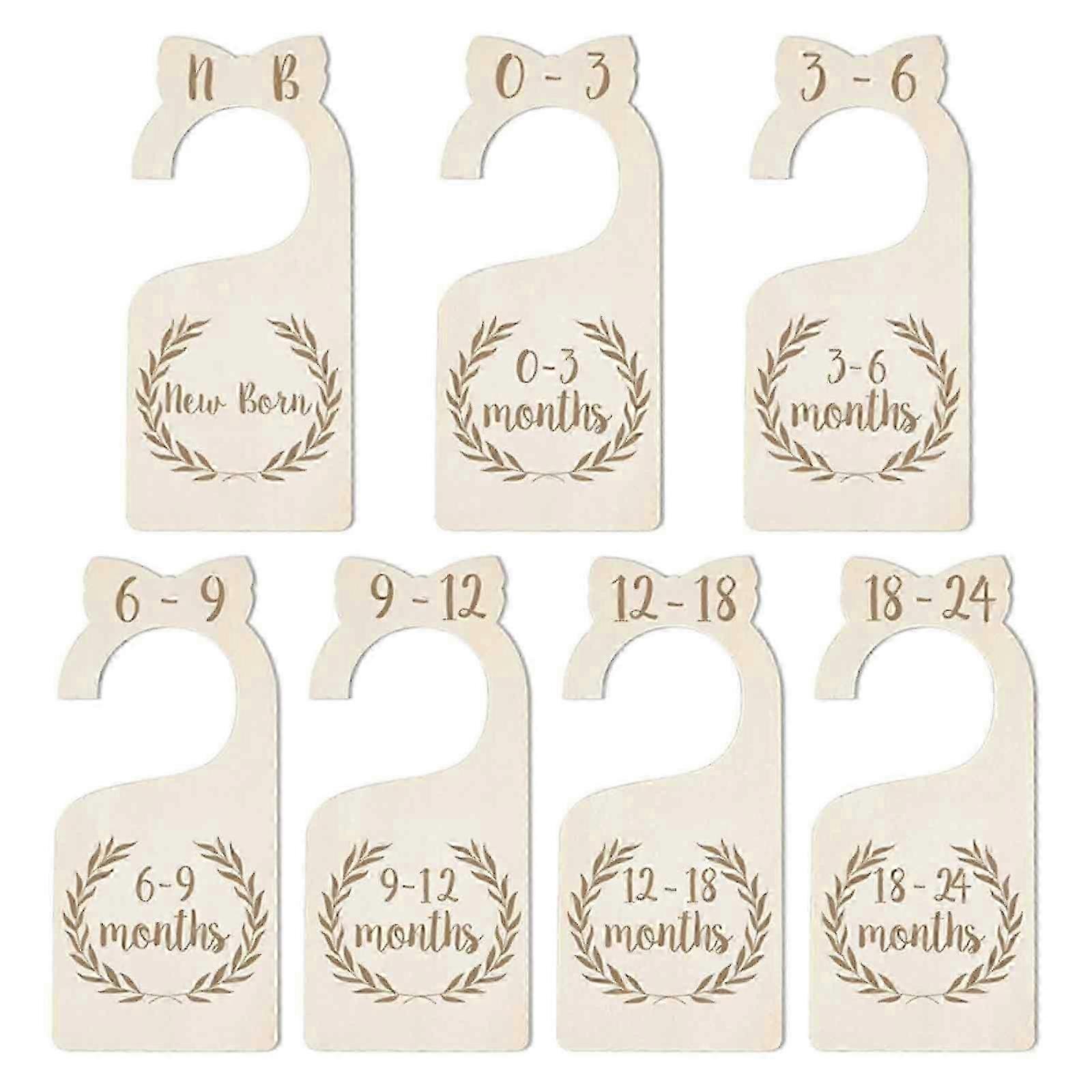7 pcs cabides de armazenamento de bebê com etiquetas penduradas -