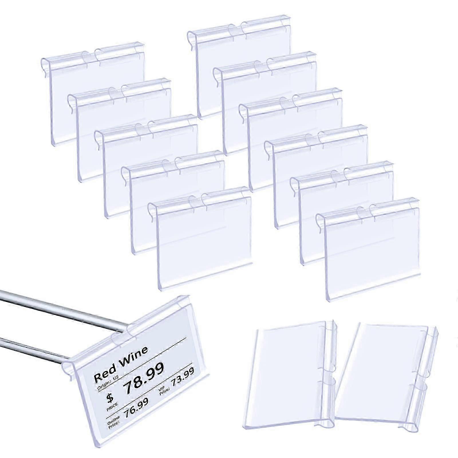 70PCS Clear Plastic Label Holders for Wire Shelf Retail Prices Tag Holders Merchandise Sign Display Holder for Supermarket
