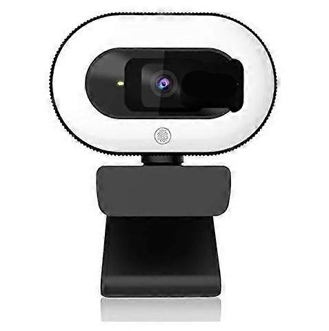 1080P Webcam with Ring Light and Privacy Cover, Auto-Focus, Web Camera for Online Learning(Black)
