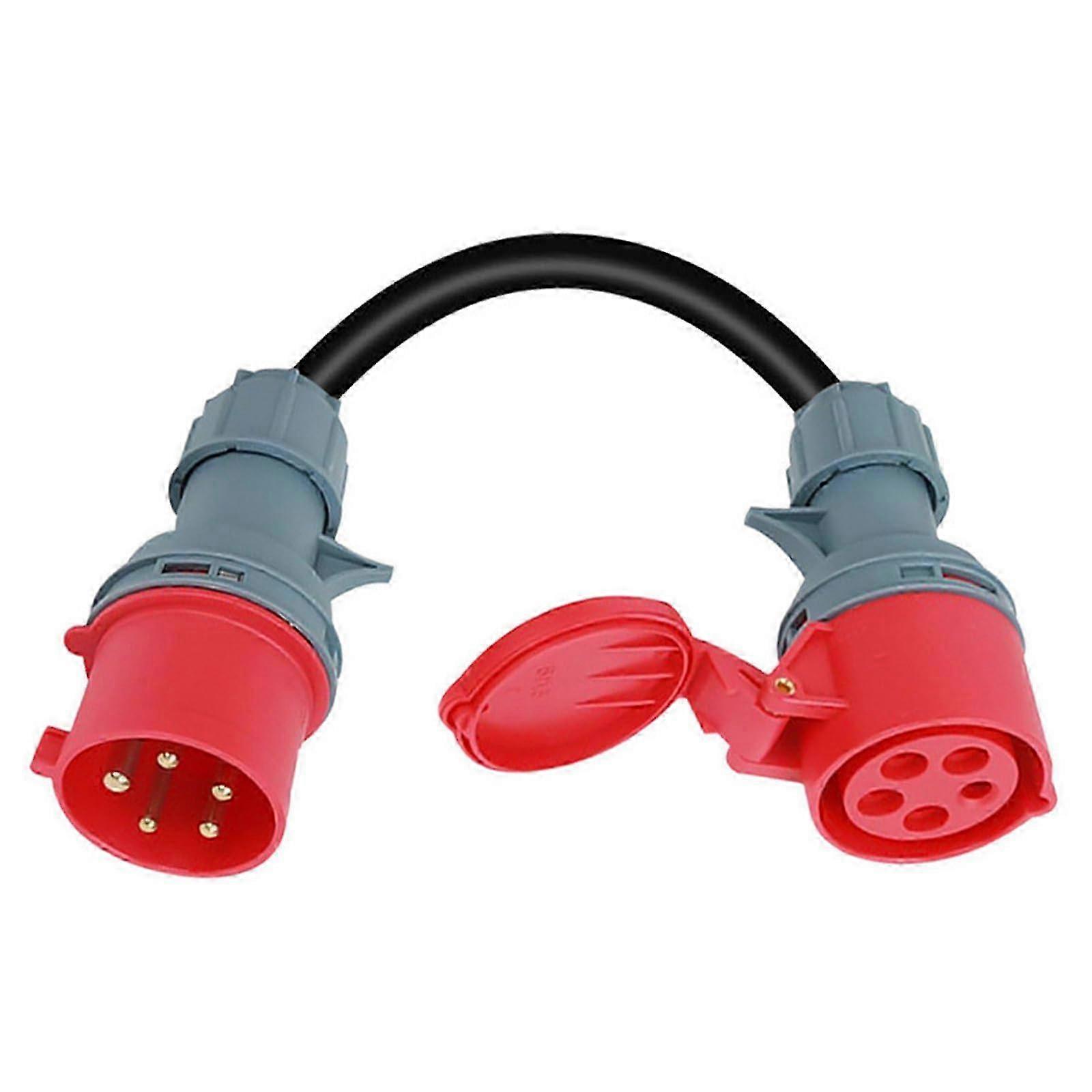 32A to 16A CEE Adapter, 5-Pin Plug IP44 Waterproof Coupling Connector with Cover