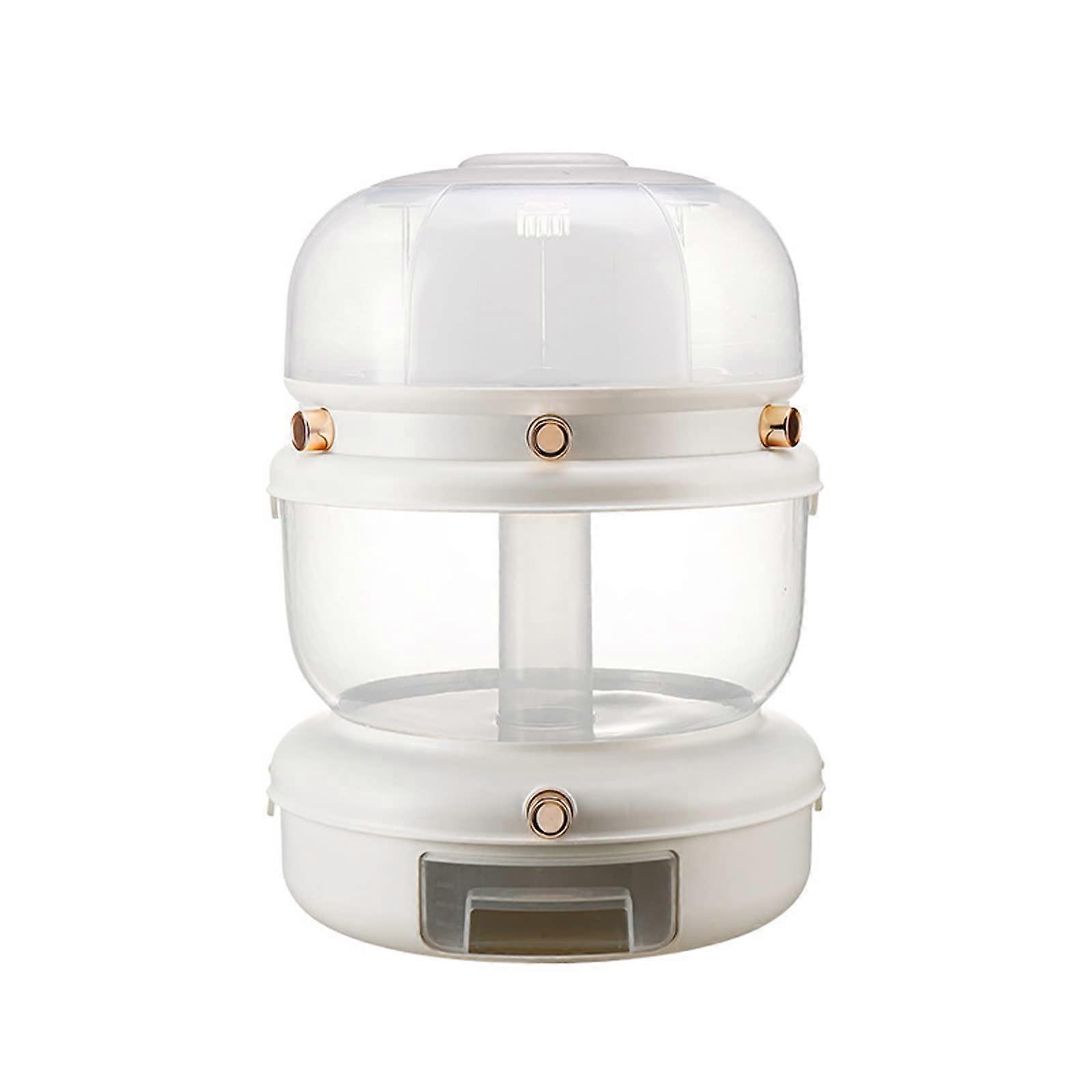 360 Degree Rotating Rice Dispenser Airtight Dry Food Container Rice Storage Organizer Detachable 2Layer White 1532