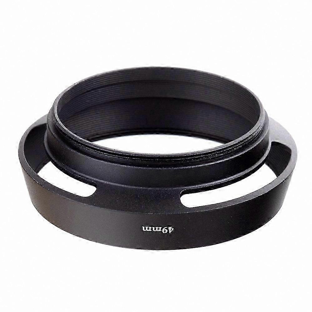 Black Metal Vented Lens Hood - 49mm Filter Size Compatible with Multiple Camera Models