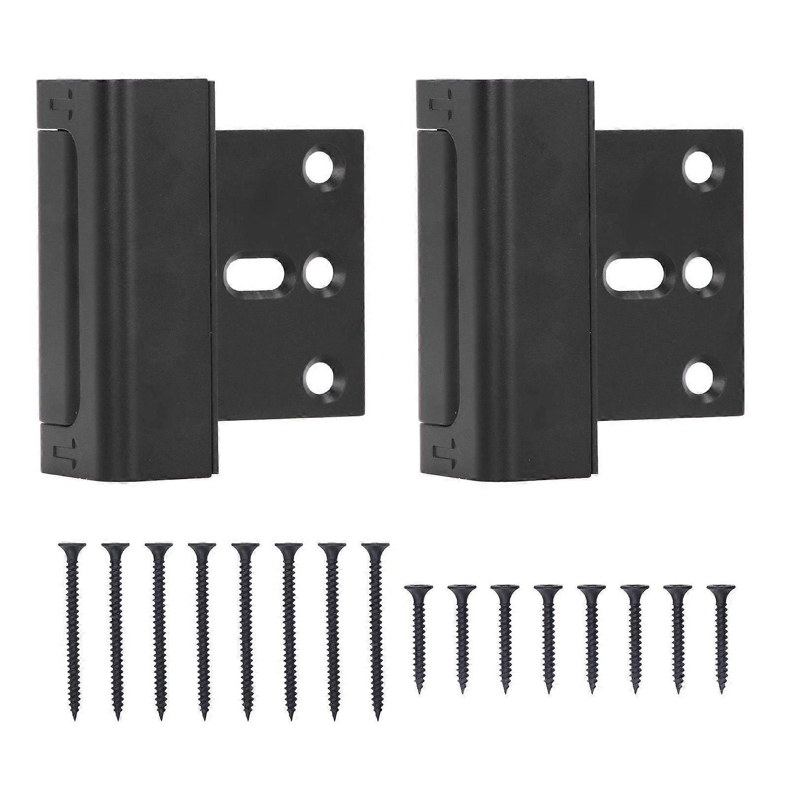 2Pcs Door Home Security Lock Aluminum Alloy Childproof Door Reinforcement Lock with Screws for Inward Swinging Door