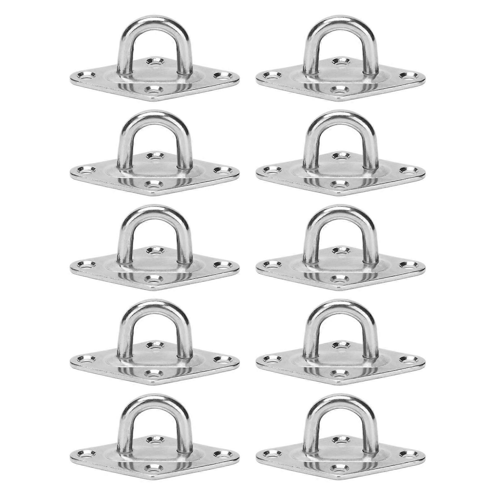 10Pcs Eye Plate 316 Stainless Steel Heavy Duty Suspension Pad Hammock Hooks Marine Fixed BuckleDia 5mm