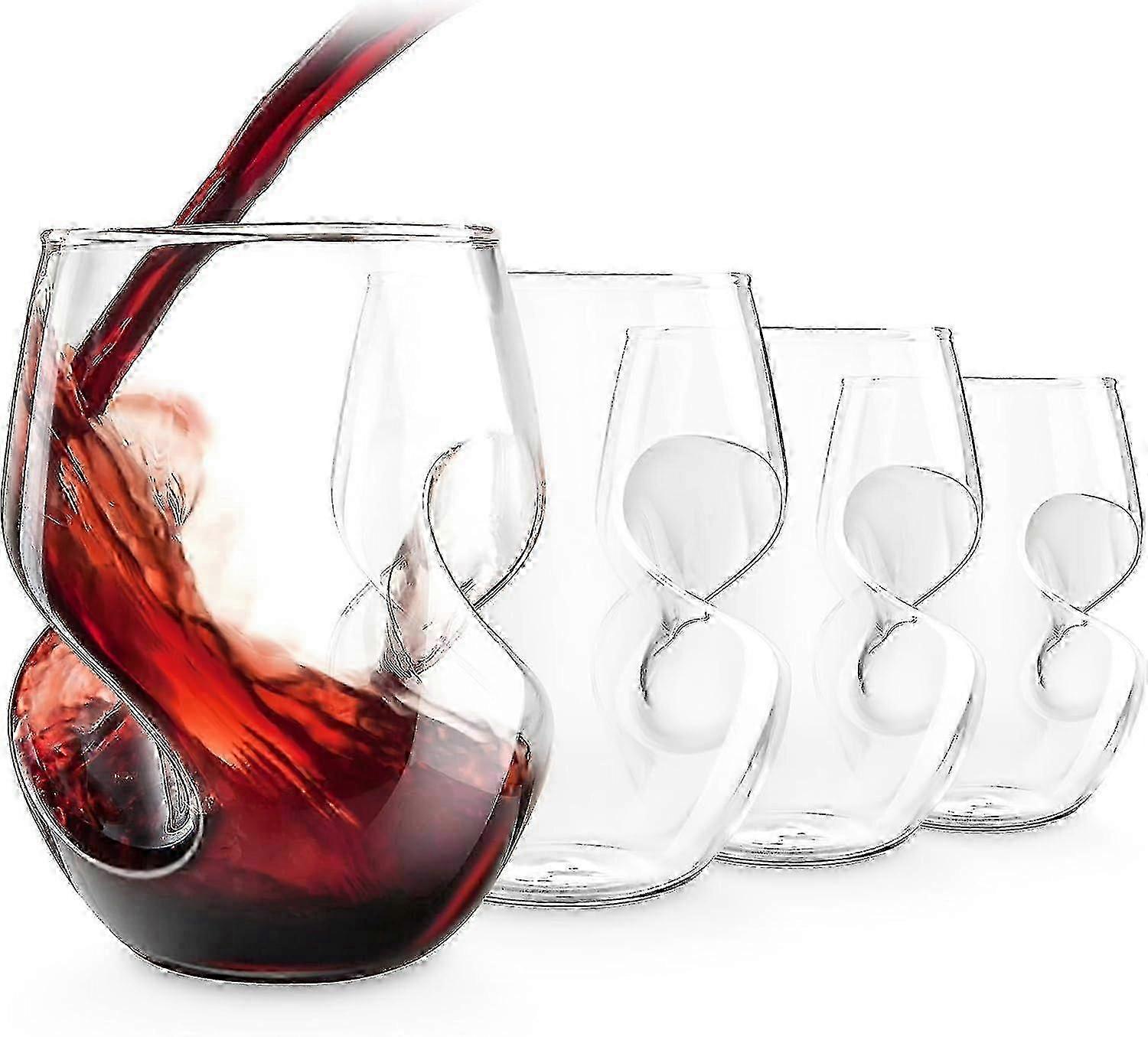Red Wine Glasses, 4 Pieces 473ml, Hand-Blown with Comfortable Grip