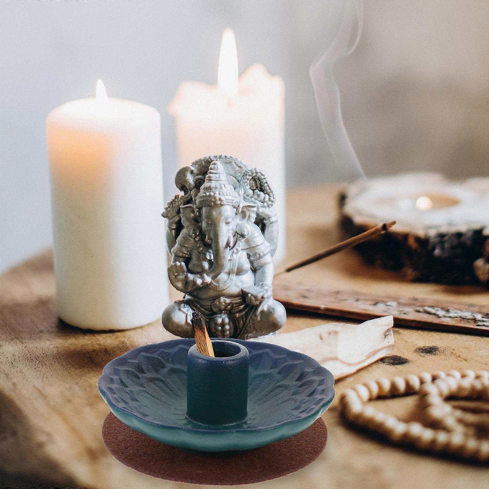 Ceramic Incense Holder for Purifying Sage Sticks 3Sets Blue with Gasket
