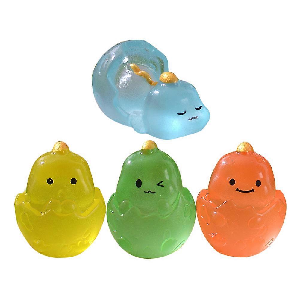 Mini Resin Dinosaur Figures Resin Miniatures for Lawn Decor Assorted Color Function 4Pcs