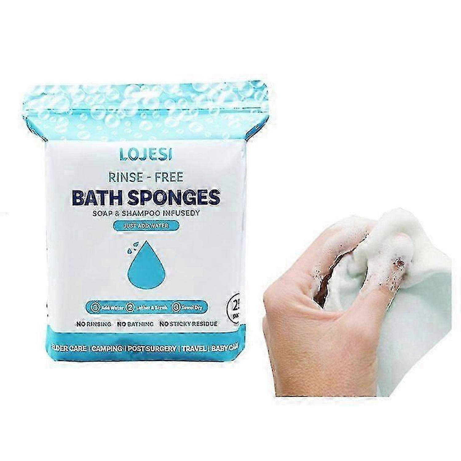 Disposable Rinse Free Bathing Wipes - 25 Pack - All-in-1 Single Use Shower Wipes, Simply Dampen, Lather, and Dry Without Shampoo or Rinsing