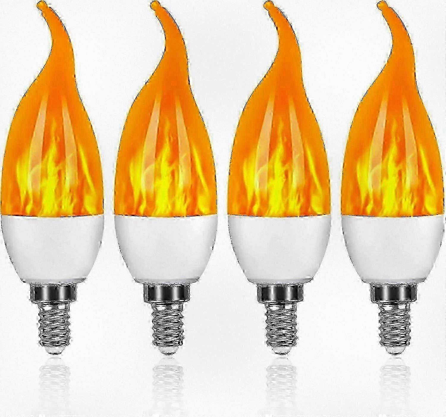 Pack de 4 ampoules LED décoratives à effet de flamme 3W 3 modes d’éclairage culot E14