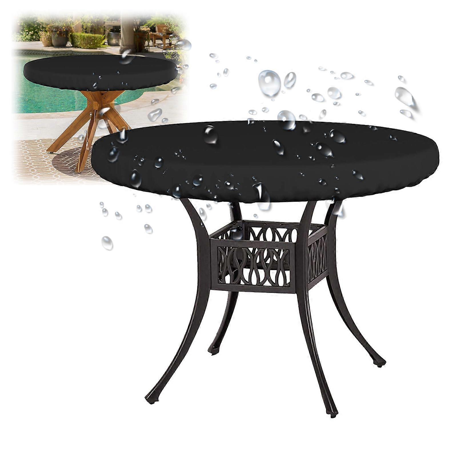 Waterproof Outdoor Round Table  Covers Circular Garden Protector 153x10cm Black Drawstring