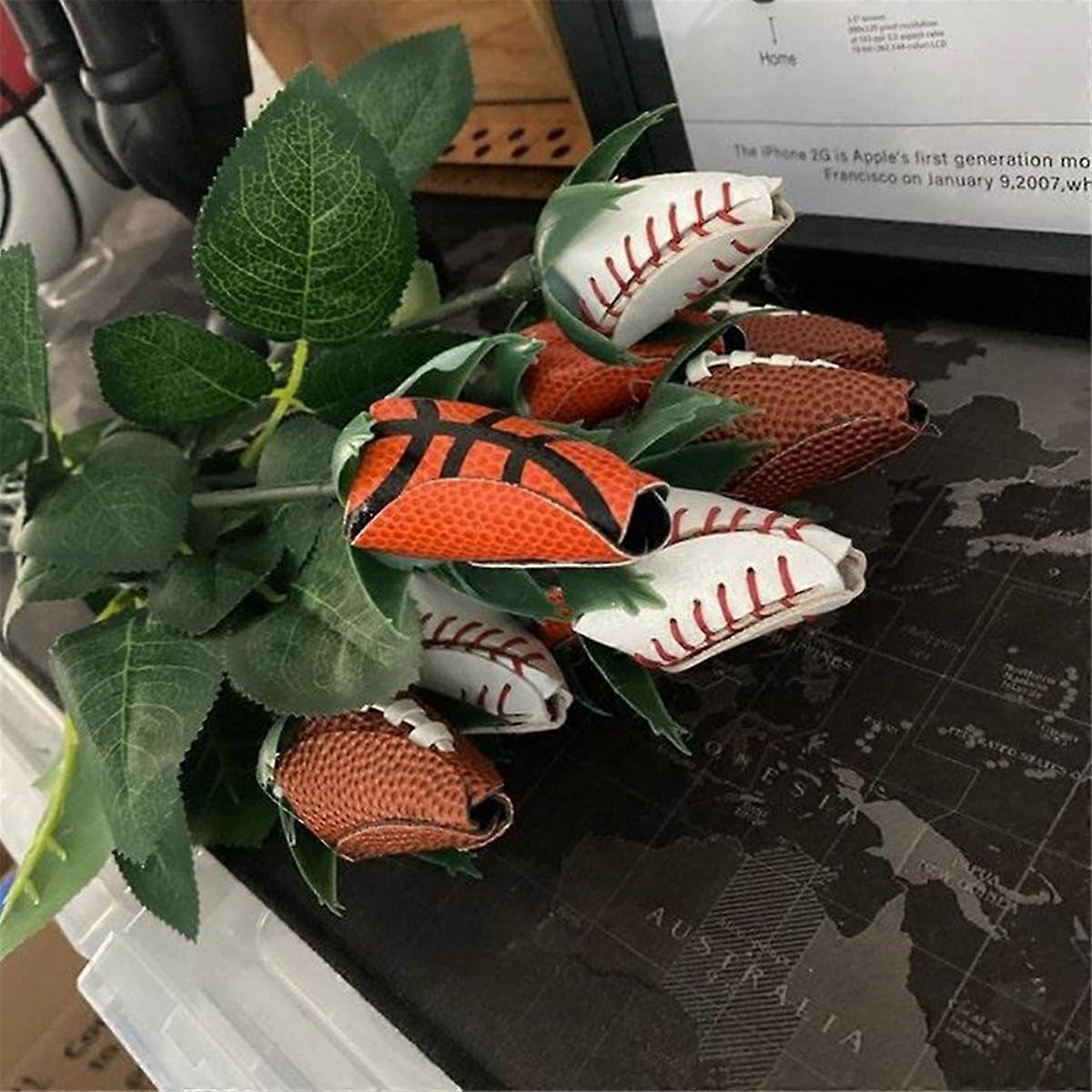 Softball Rose Leather Rose for Softball Mom Fans Team Graduation,C