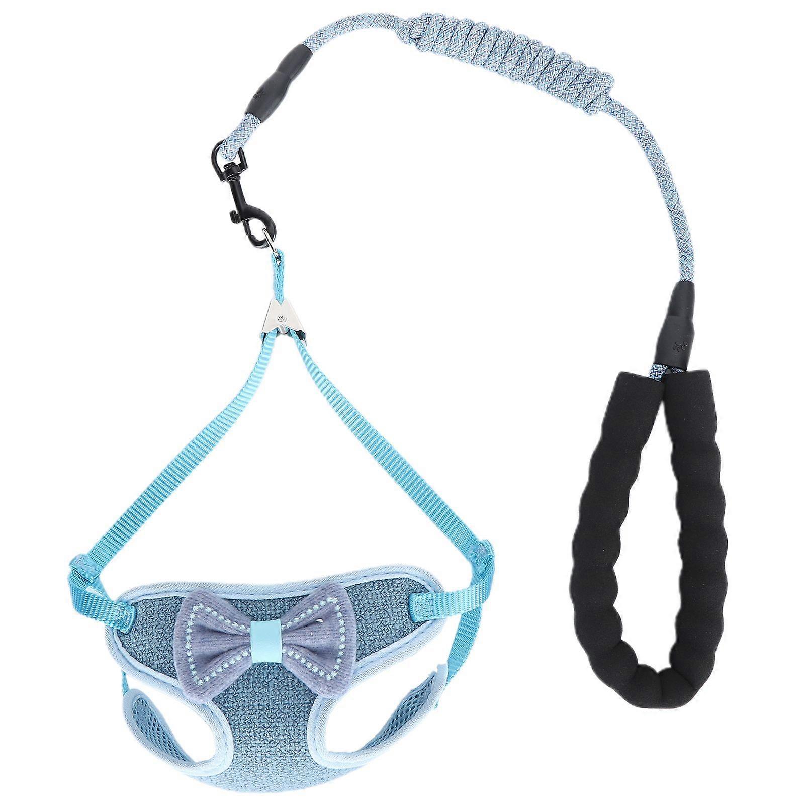 AntiLost Cat Vest Harness with Leash Pet EscapeProof Vest Strap for Walking Blue