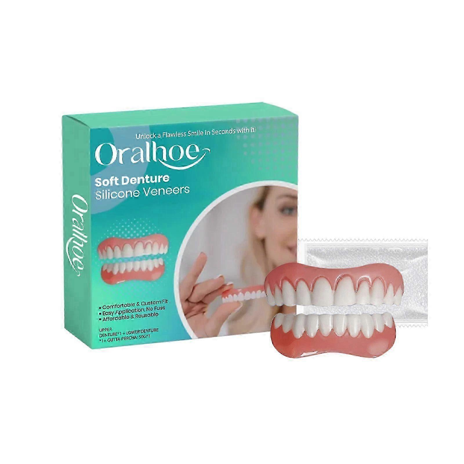 Denture Cosmetic Enhancement Kit with Soft Braces for Improved Smile and Comfort