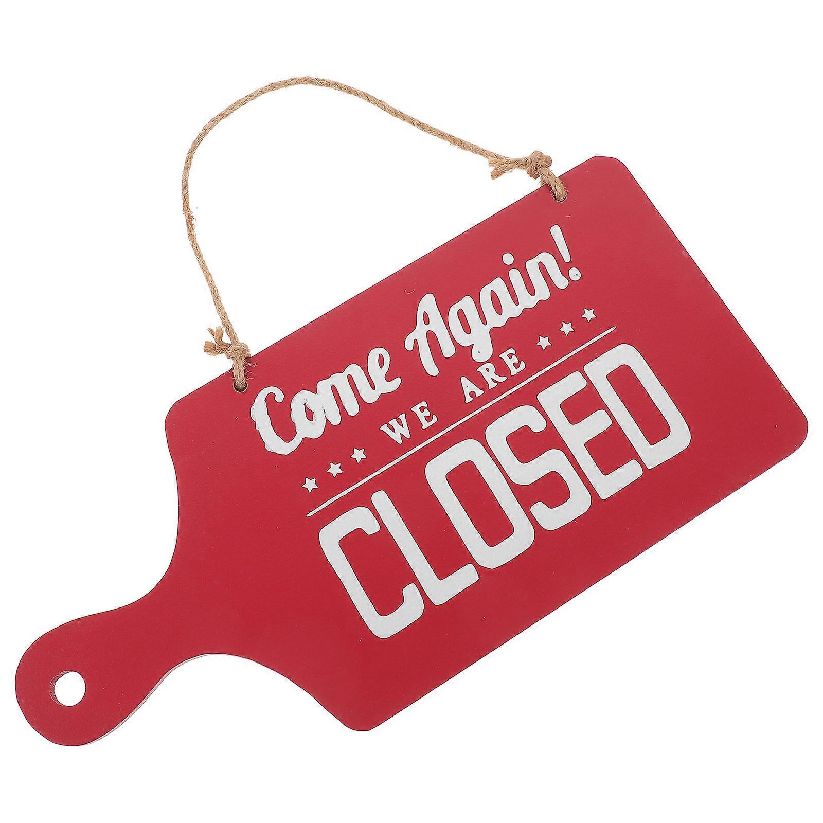 5Pcs Open Closed Wooden Business Sign Hanging for Cafe Red Decoration