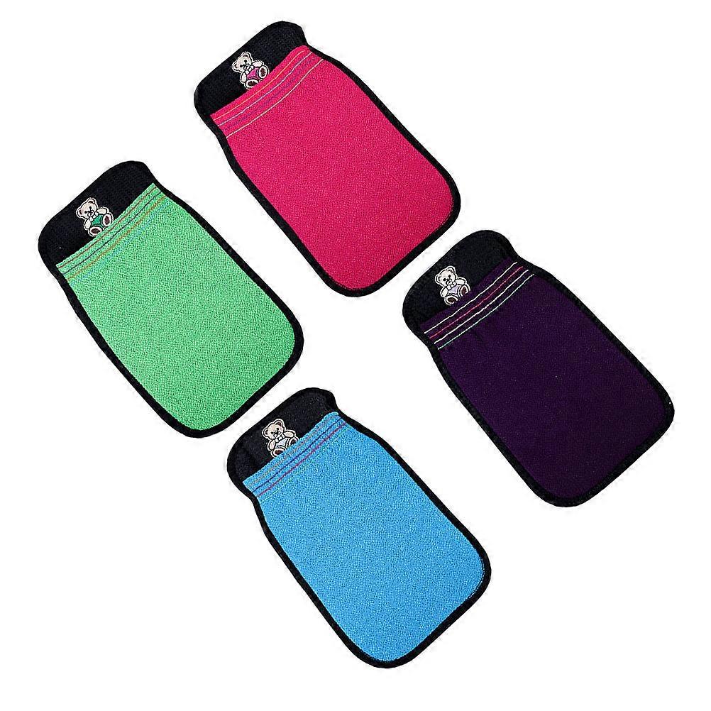 Shower Skin Scrubber Double-Layer Bath Mitts for Home 4Pcs