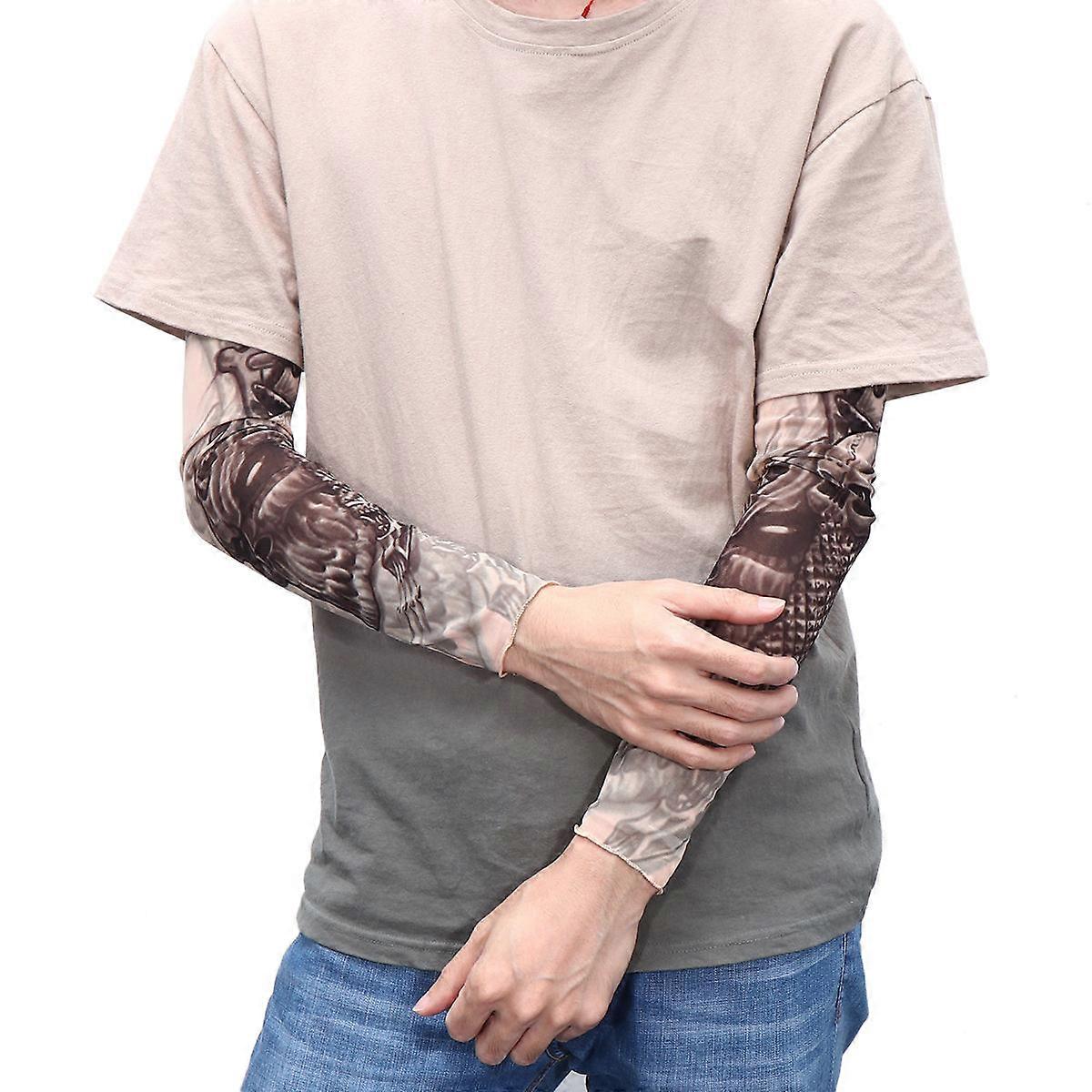 Uv Protection Arm Sleeves for Outdoor Activities Cooling Ice Sleeves in Multi Color with Tattoo Pattern 1Pair