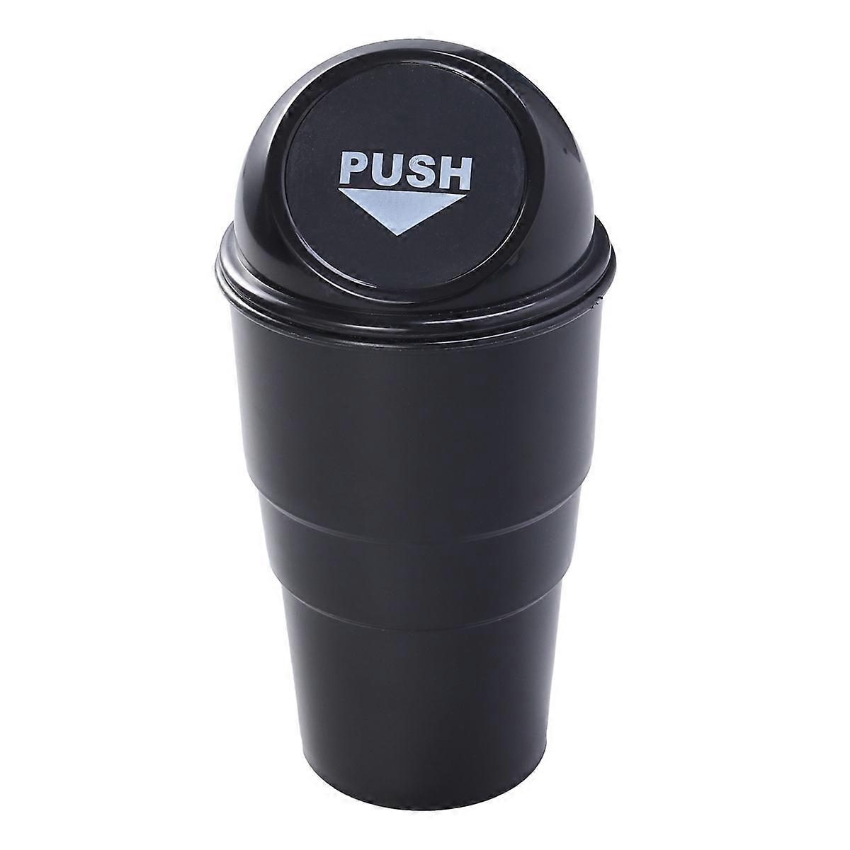Cylindrical Car Trash Can With Lid 2Pcs Fits In Vehicle Cup Holder Black Trash Storage Solution