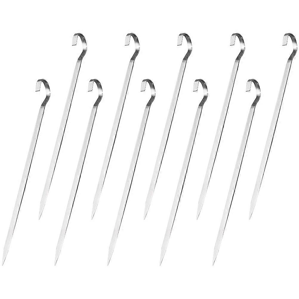 Silver Stainless Steel Skewers for Barbecue Safe and Practical 10Pcs