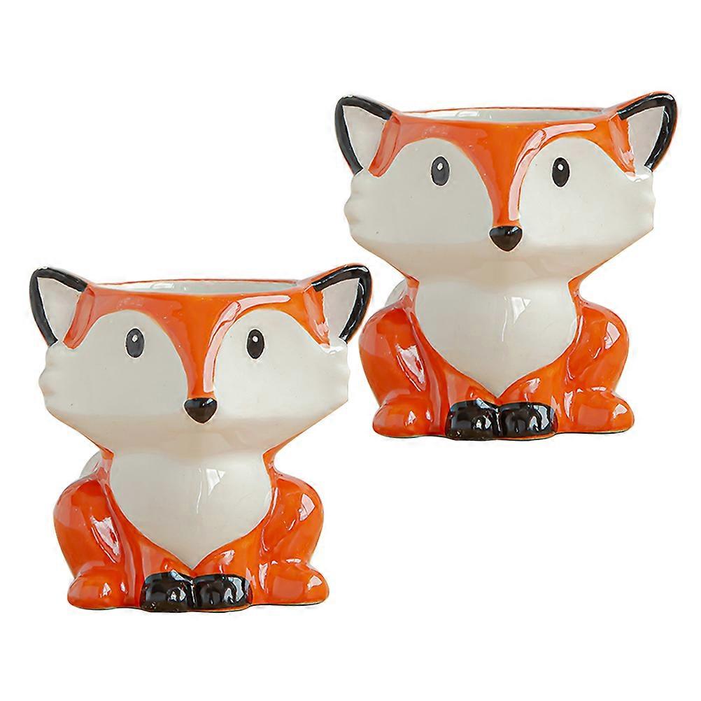 Orange Ceramic Succulent Planter for Home Garden Decoration 2Pcs