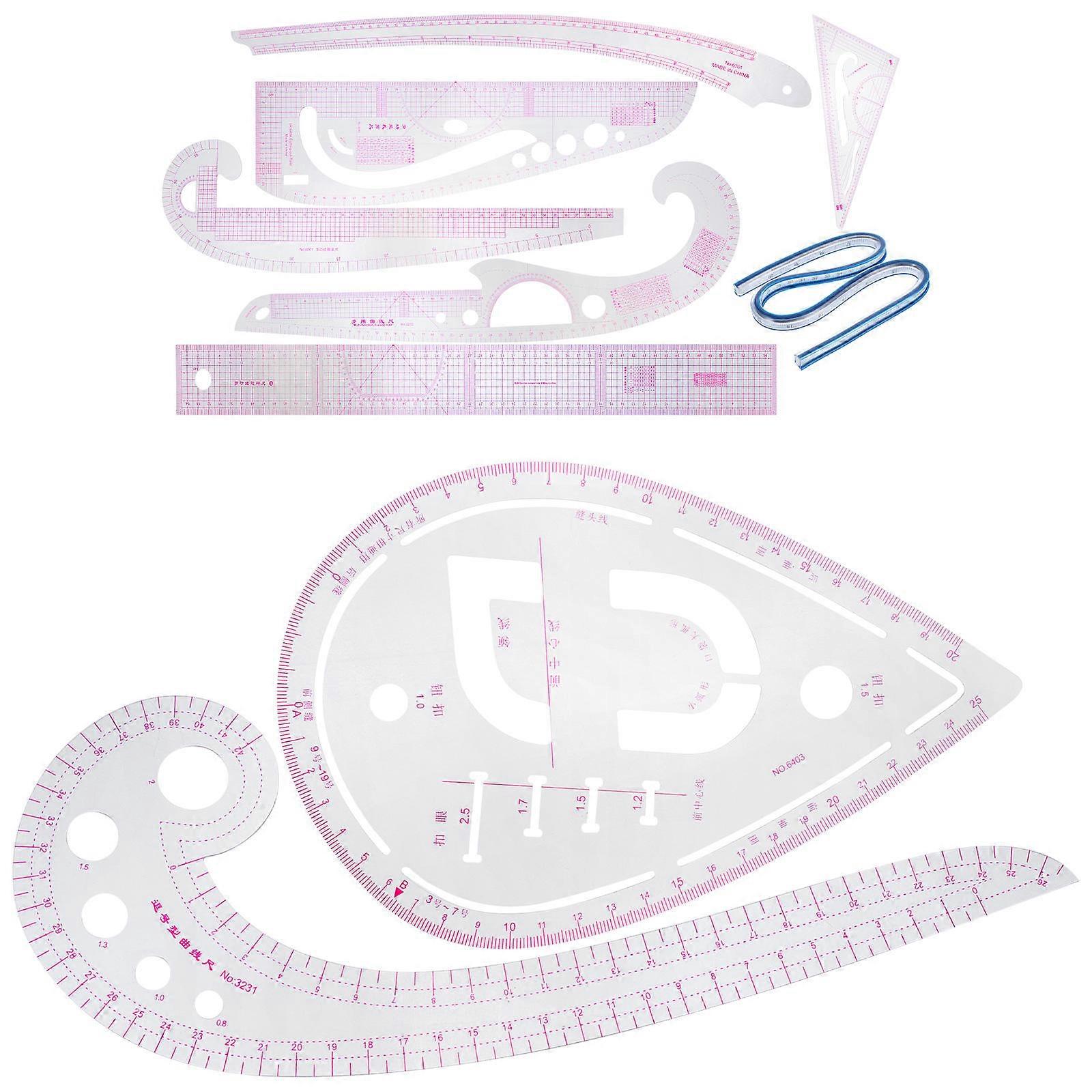 Sewing French Curve Ruler Set For Cutting And Marking In Various Shapes Made Of Transparent PVC With 1 Set