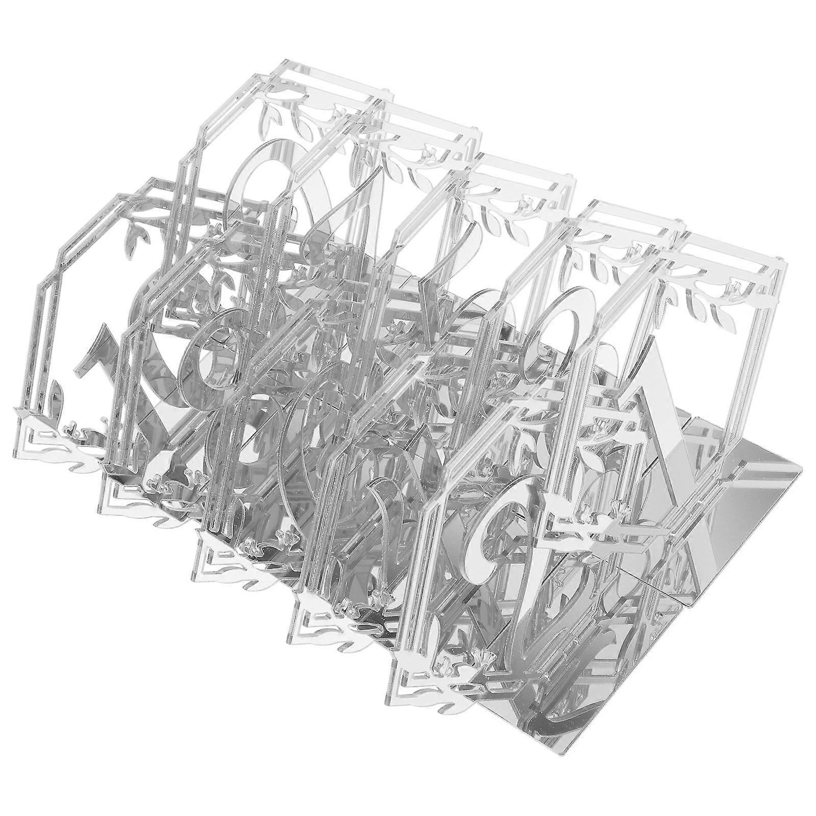 Acrylic Reserved Table Sign Hexagonal Number 1-10 For Meeting And Birthday Celebration In Silver Color 30Pcs