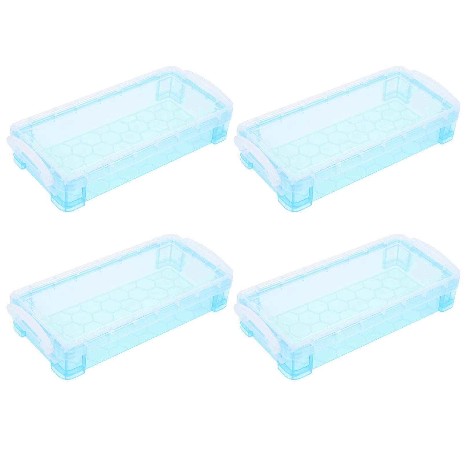 Blue Pen Box Durable Plastic Pen Case for Home 16Pcs Storage Organizer