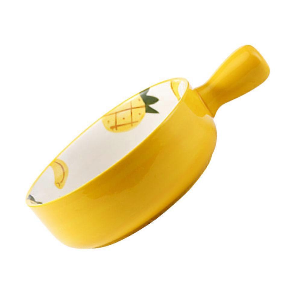 Pineapple Bowl Ceramic Fruit Salad Bowl for Home Use 2Pcs Yellow
